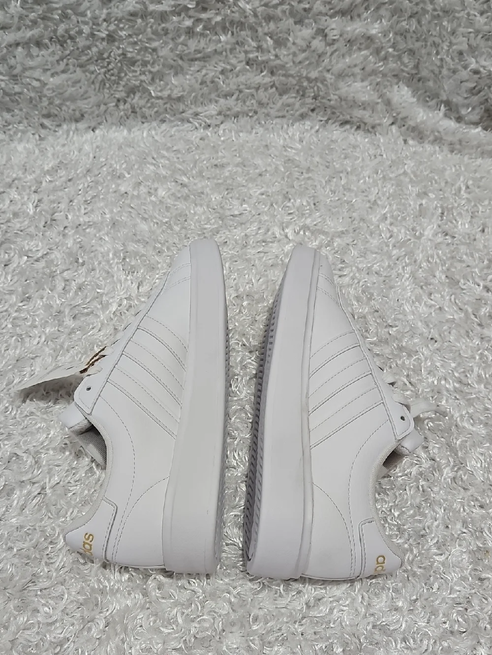 Adidas White Leather Grand Court Sleek White Sneakers - Picture 6 of 10